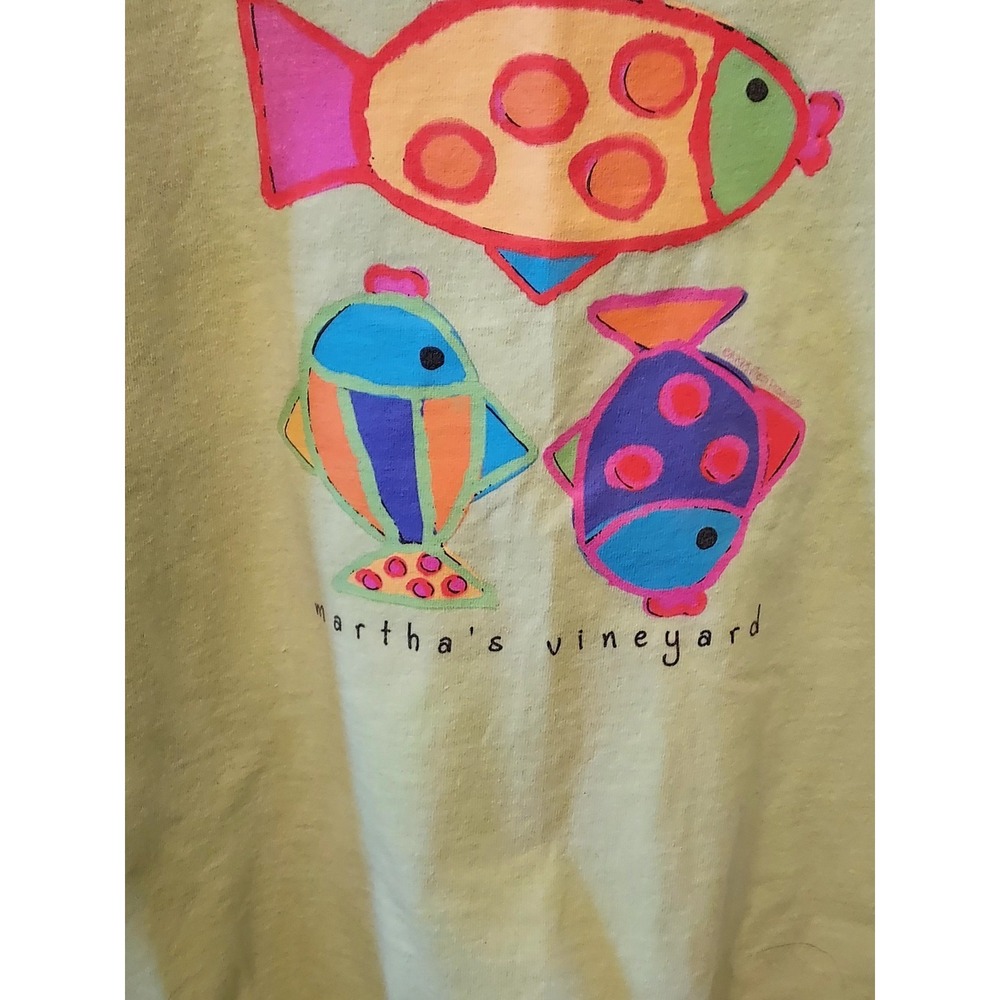 Fresh Produce  Martha Vineyard Lime Fish Tropical Tank top T Shirt Large - Picture 2 of 4
